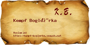 Kempf Boglárka névjegykártya
