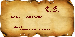 Kempf Boglárka névjegykártya
